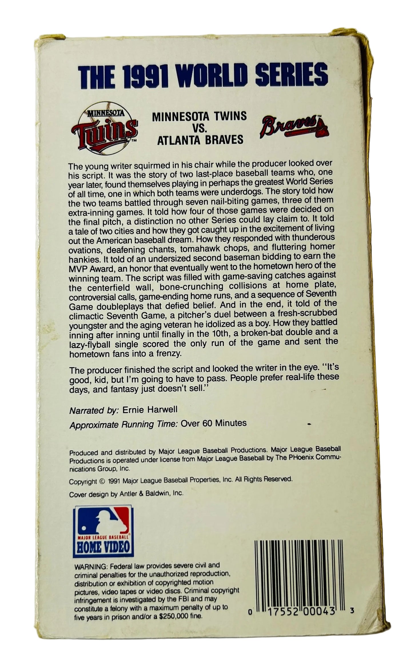 Blockbuster Presents 1991 World Series VHS - Baseball Classic