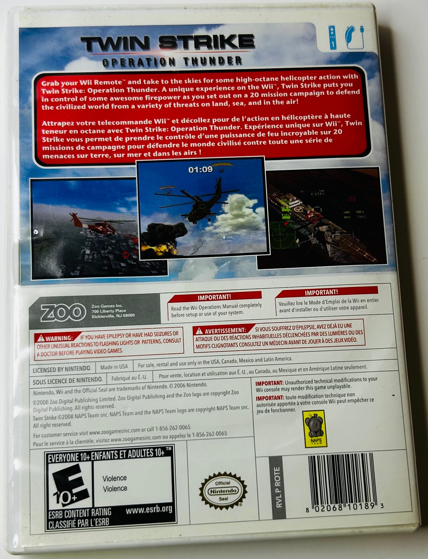 Twin Strike: Operation Thunder — Nintendo Wii | Oxygen Games, Helicopter Combat Shooter