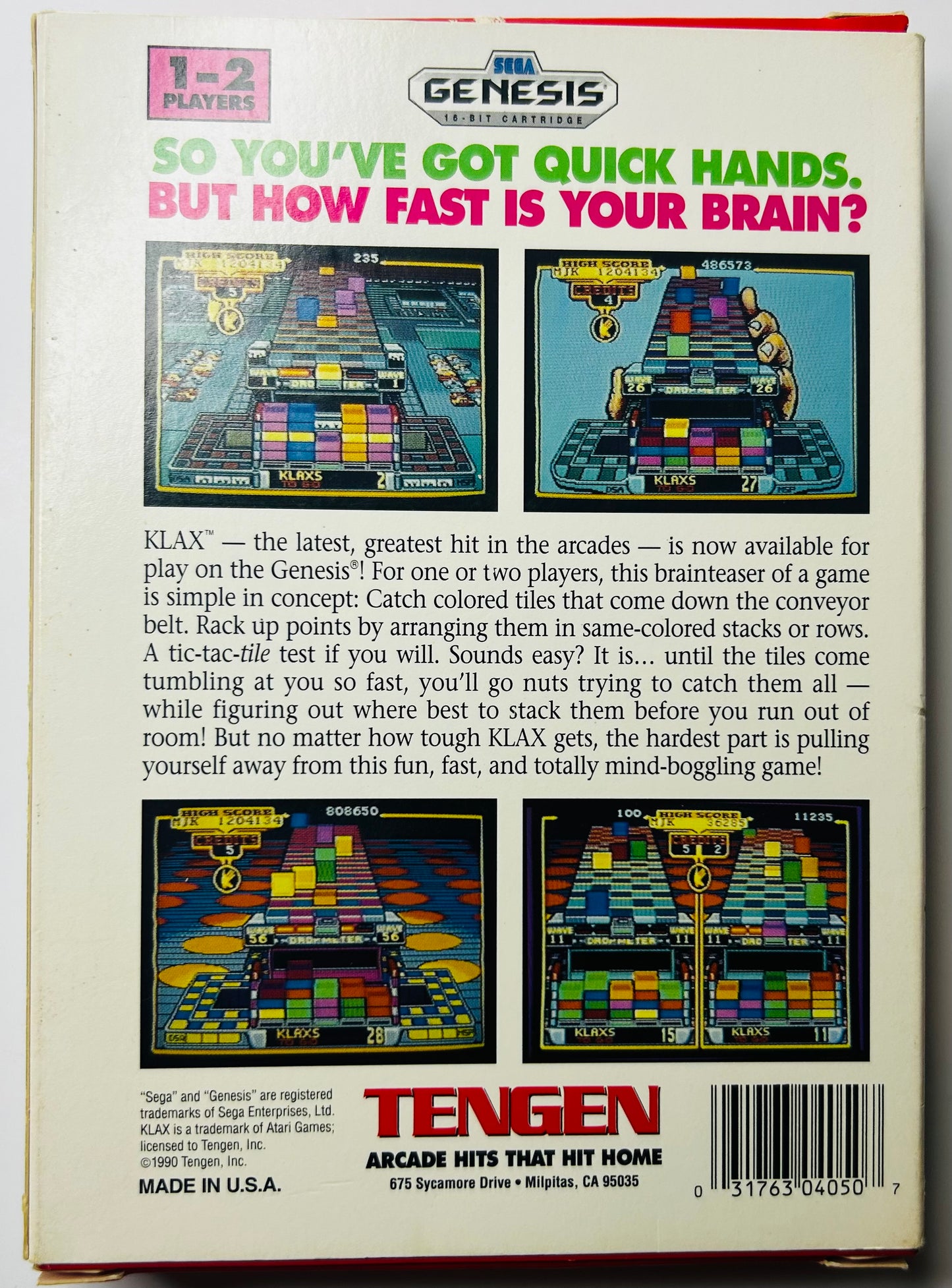 Klax - Sega Genesis - Tengen - Complete in Box