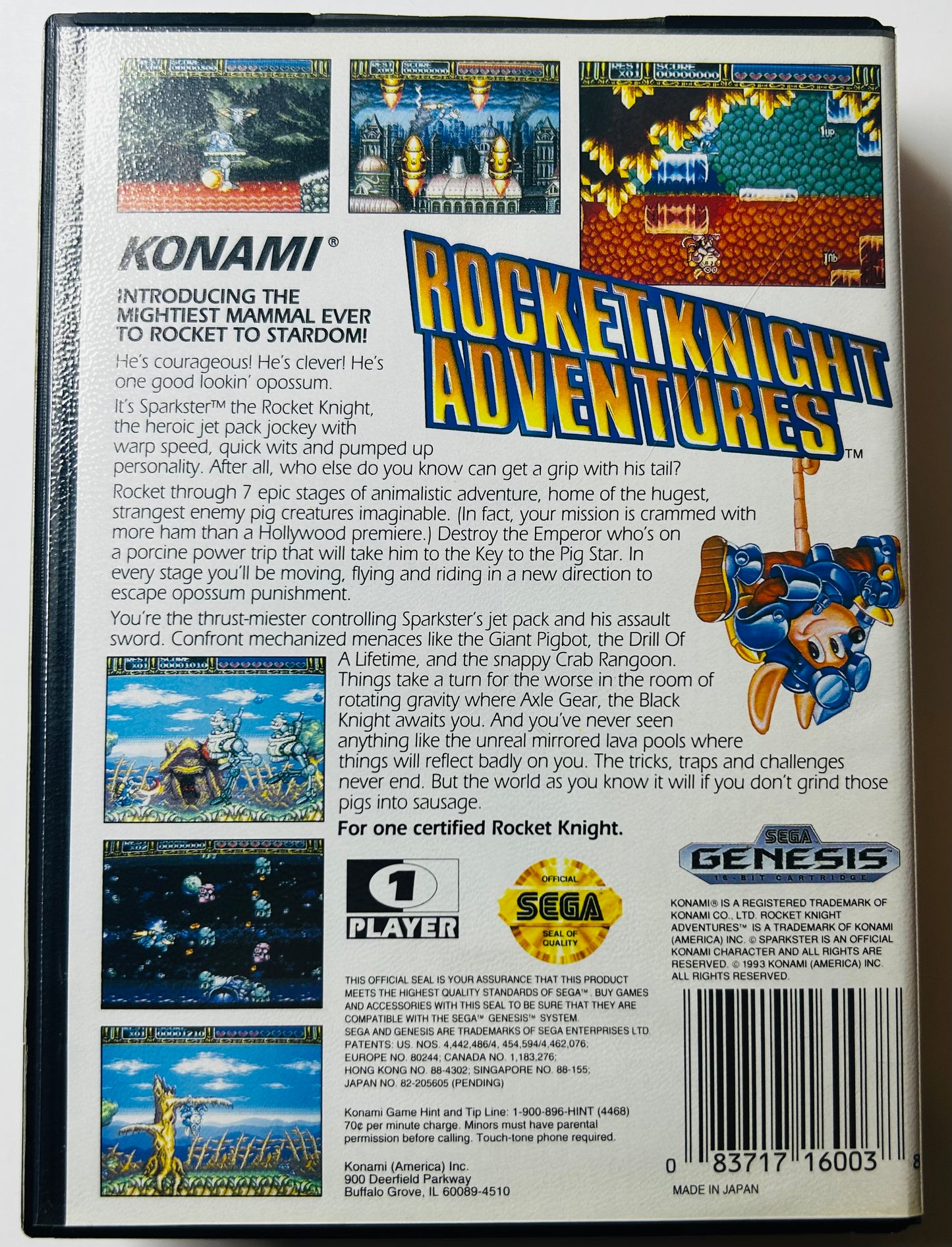 Rocket Knight Adventures - Sega Genesis - Konami CIB