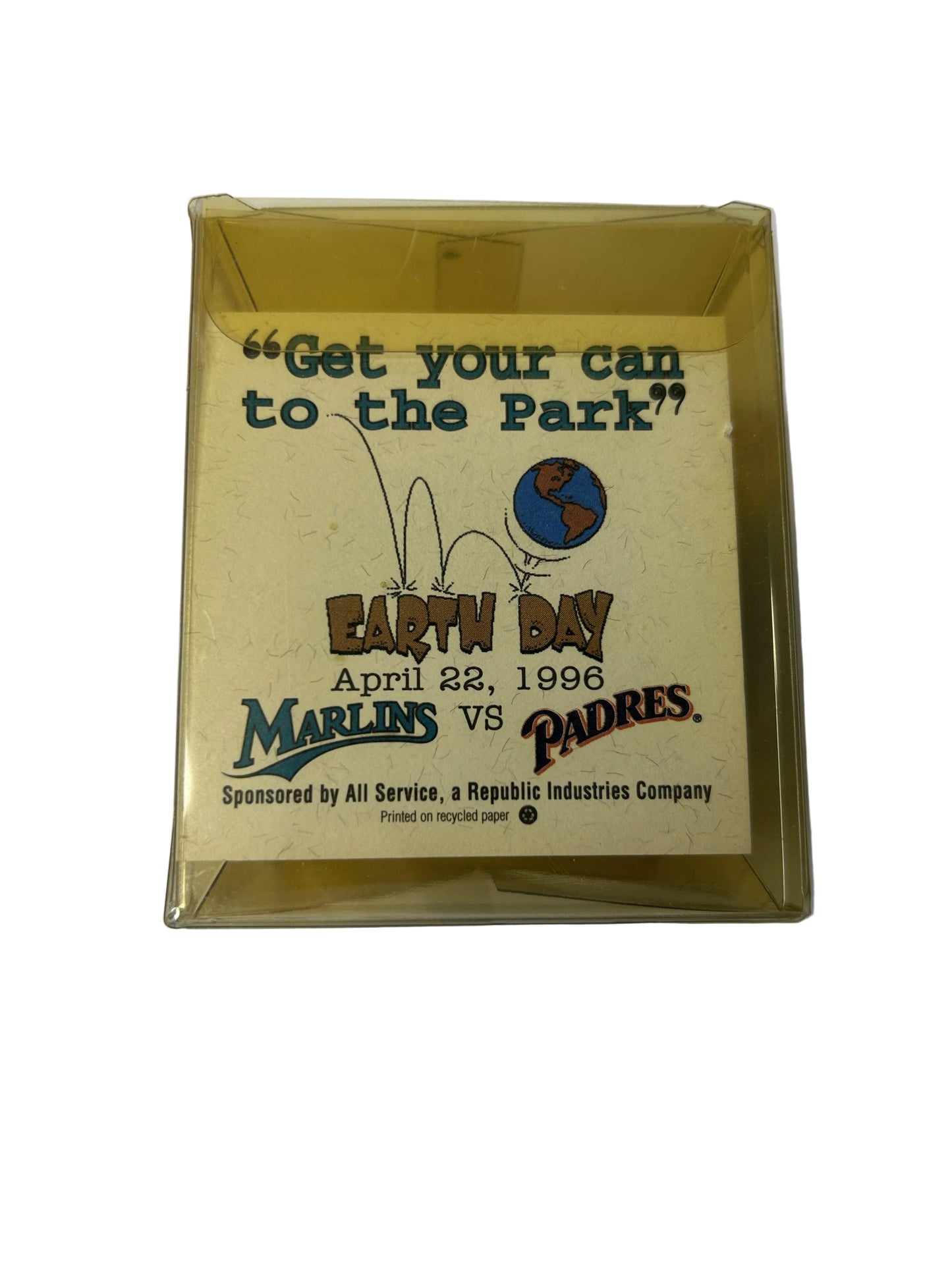 Earth Day 1996 Commemorative Baseball - Marlins vs Padres (April 22, 1996)