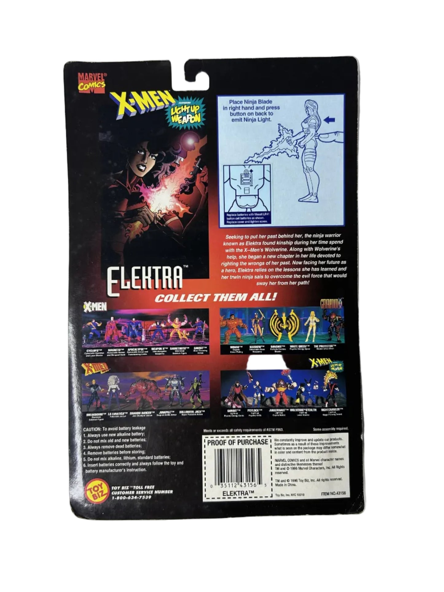 X-Men Classics Elektra Action Figure Factory Sealed - Toy Biz Marvel Light-Up Ninja Blade Batteries Included 1996