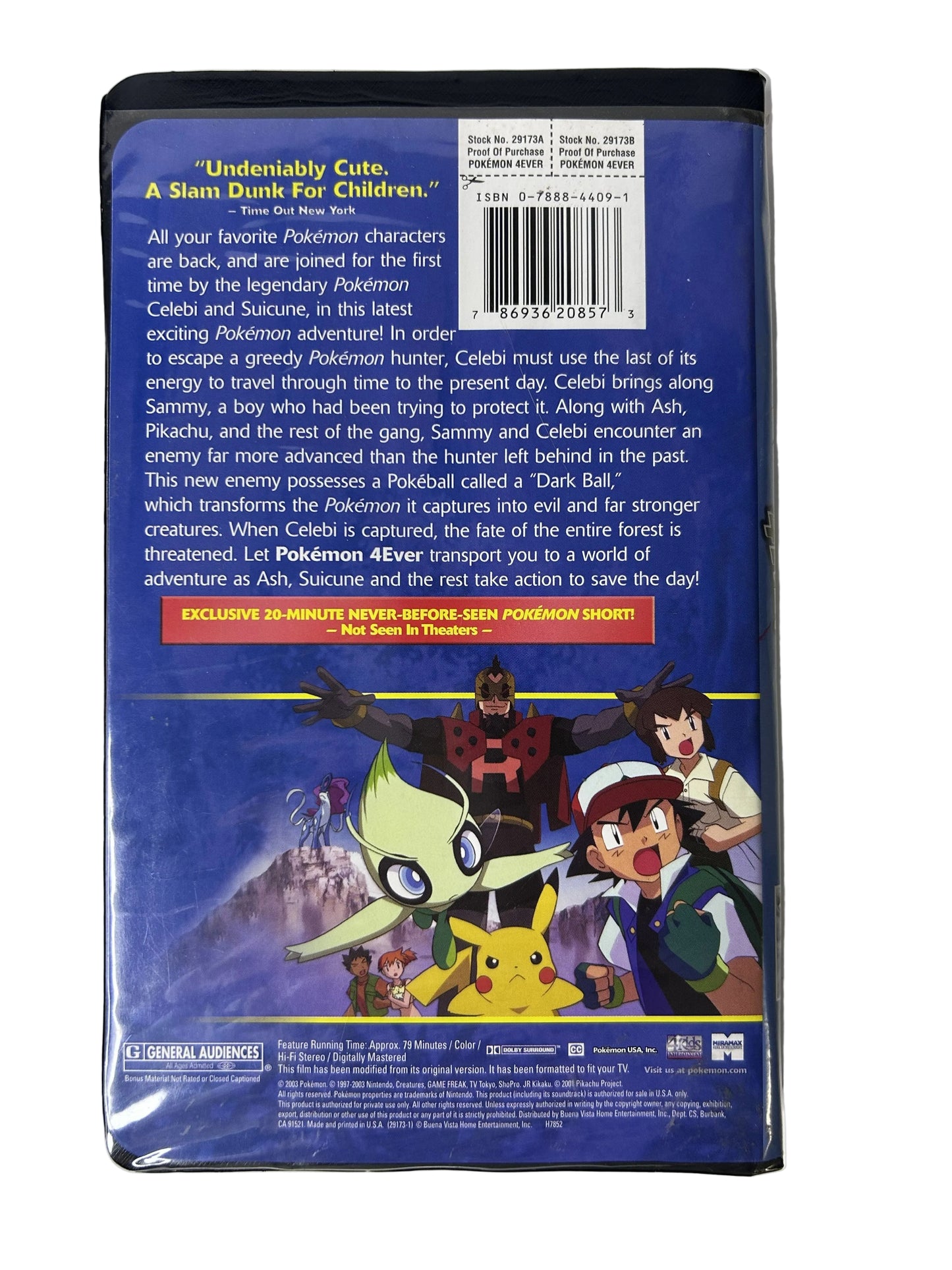 Pokémon 4Ever (2002) VHS - Celebi Suicune - Veronica Taylor Rachael Lillis - Miramax - Clamshell Case