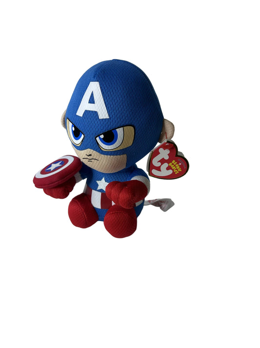 Captain America Ty Beanie Baby Plush - Marvel Avengers - New with Tags