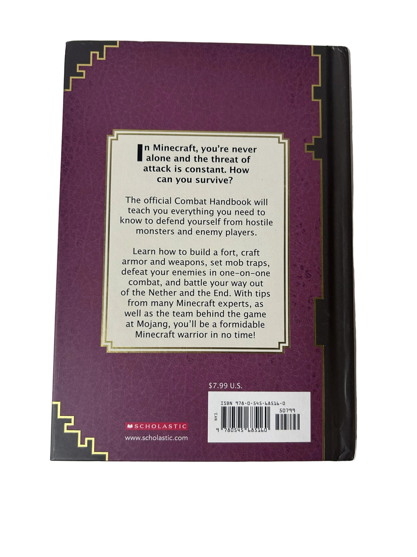 Minecraft: Combat Handbook – Stephanie Milton | Scholastic / Mojang 2014 Hardcover Updated Edition