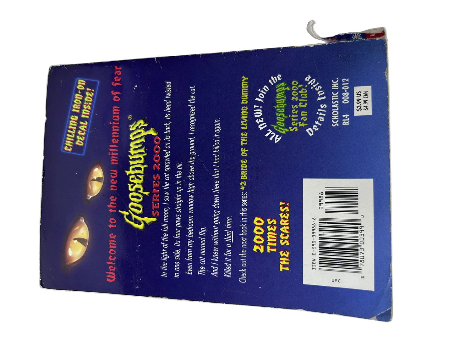 Goosebumps Series 2000 #1: Cry of the Cat — Paperback | R.L. Stine / Scholastic (1998) | Dead Cat Walking...