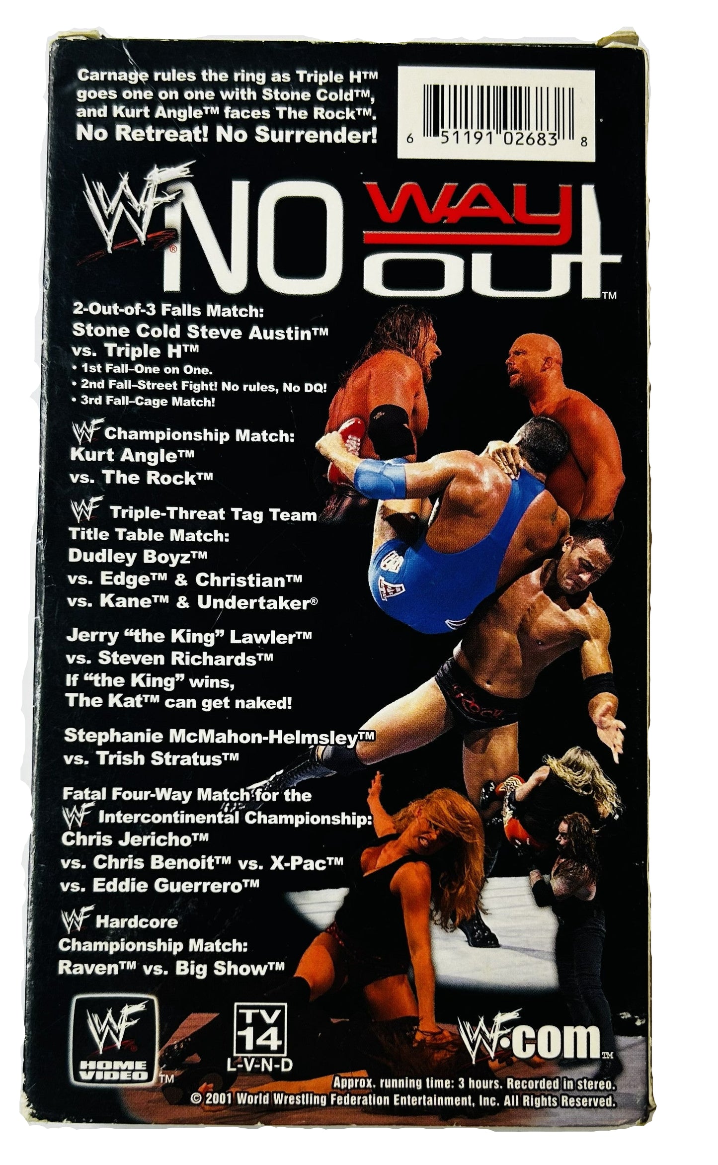 WWF No Way Out 2001 VHS - Stone Cold vs. Triple H 2-Out-of-3 Falls, Kurt Angle WWF Championship