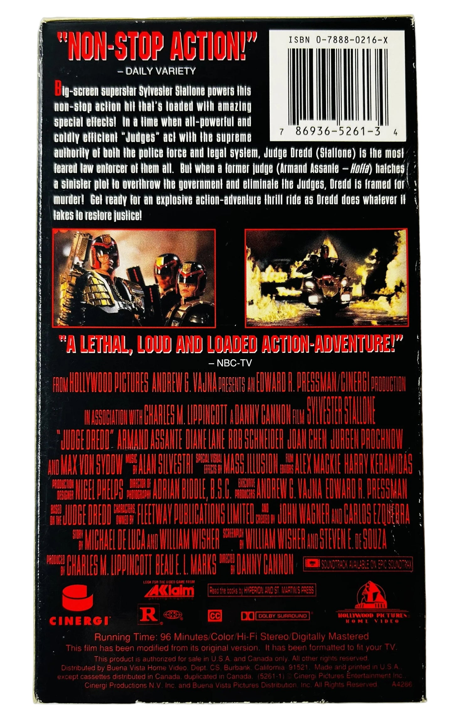 Judge Dredd (1995) VHS - Sylvester Stallone Dystopian Action - Danny Cannon