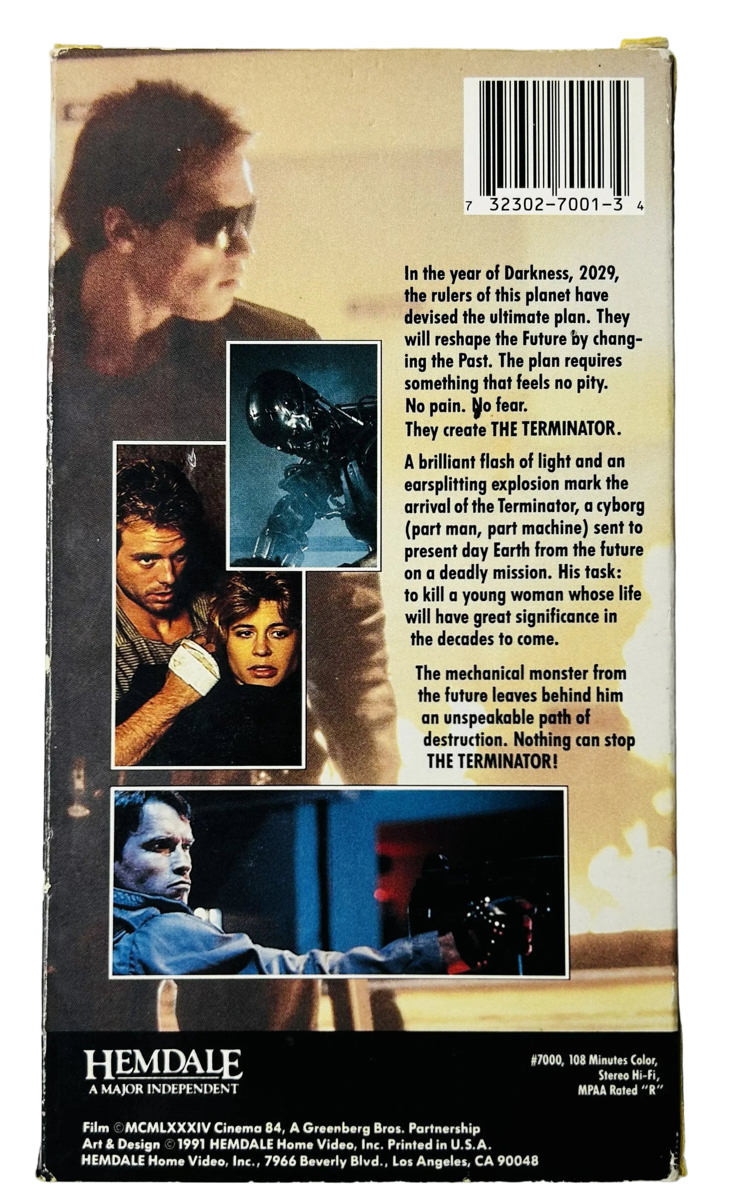 The Terminator (1984) VHS - Arnold Schwarzenegger Linda Hamilton - James Cameron Sci-Fi