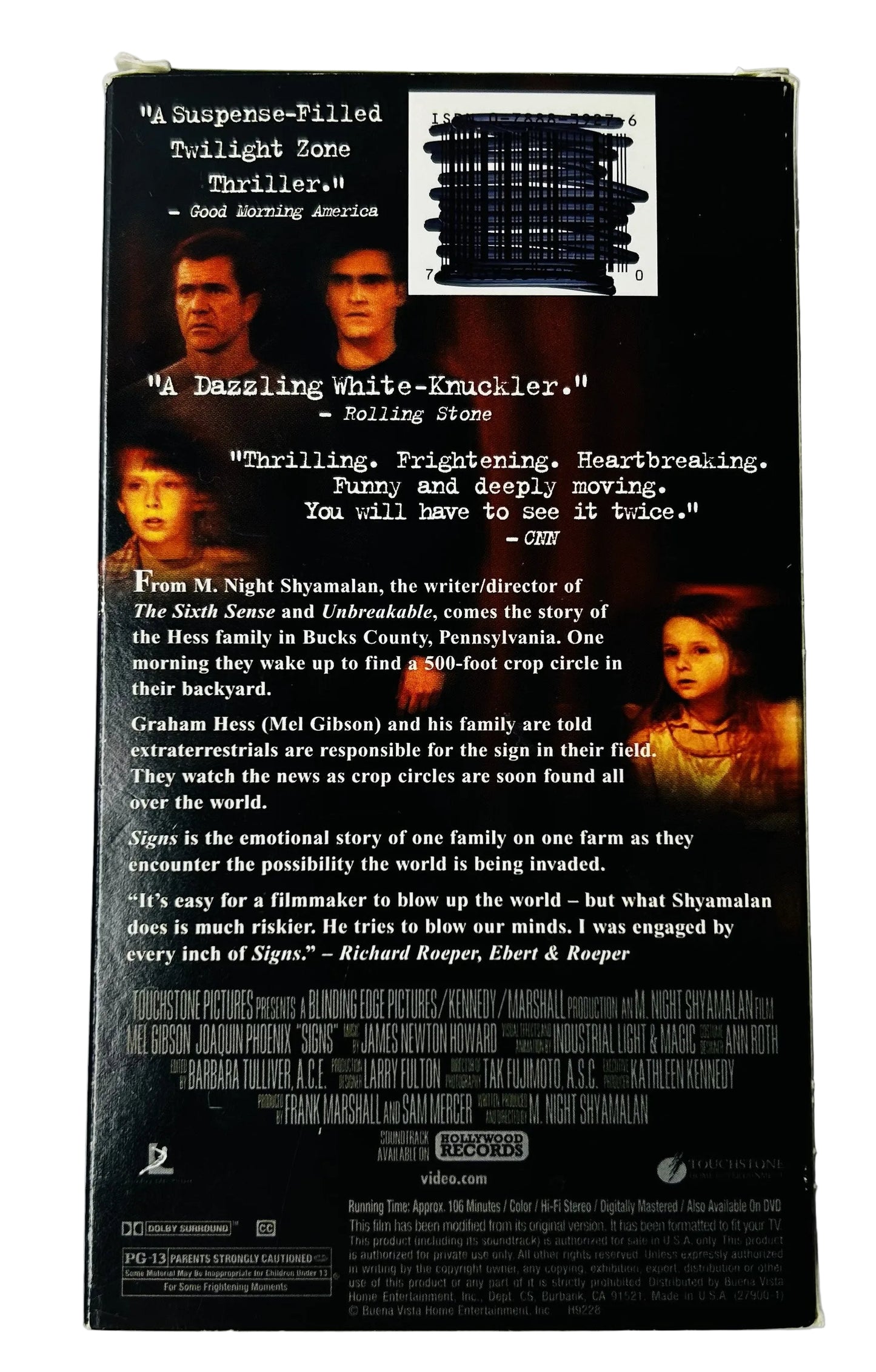 Signs (2002) VHS - Mel Gibson Joaquin Phoenix - M. Night Shyamalan Sci-Fi Thriller