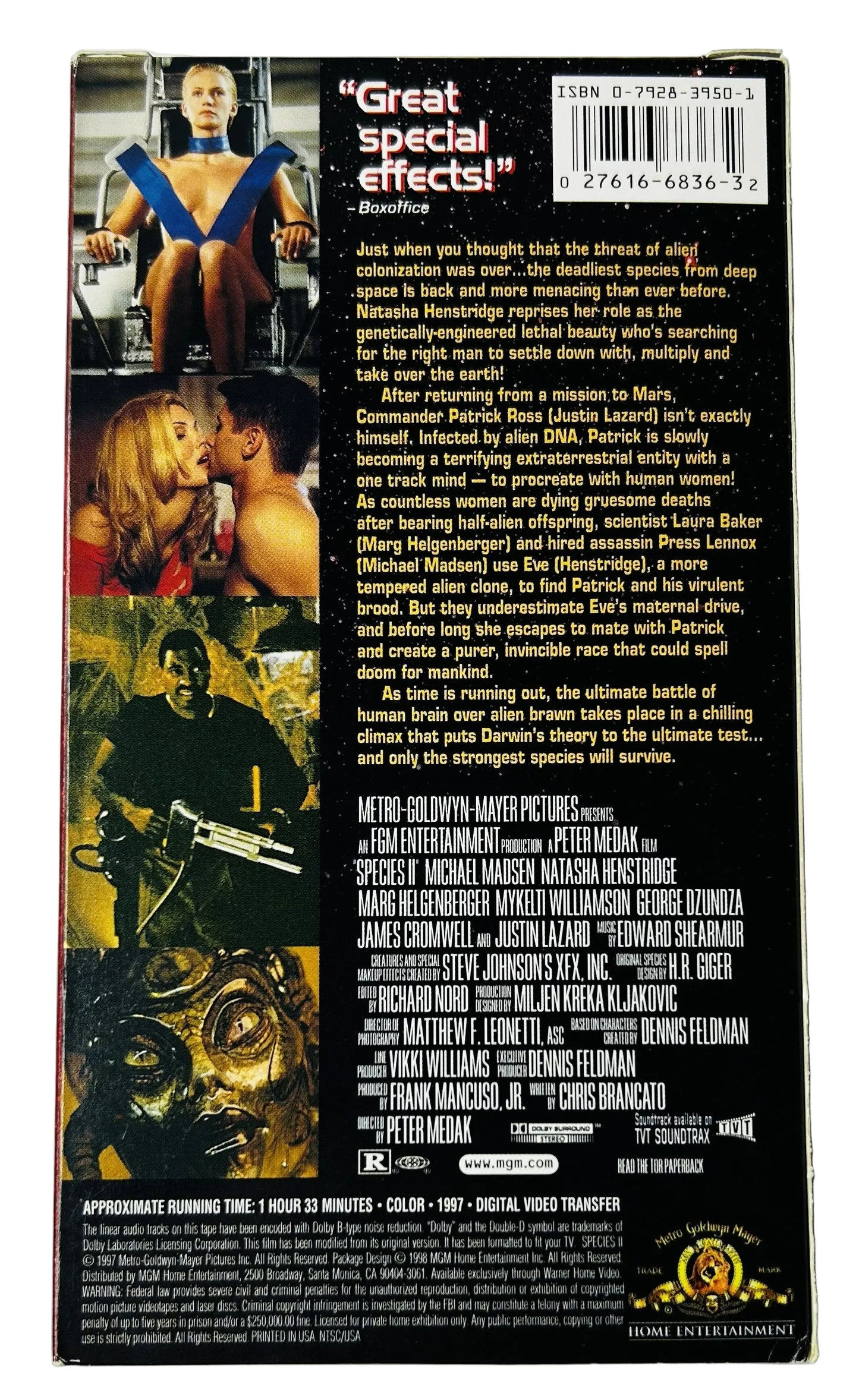 Species II (1998) VHS - Natasha Henstridge Michael Madsen Marg Helgenberger - Peter Medak Sequel