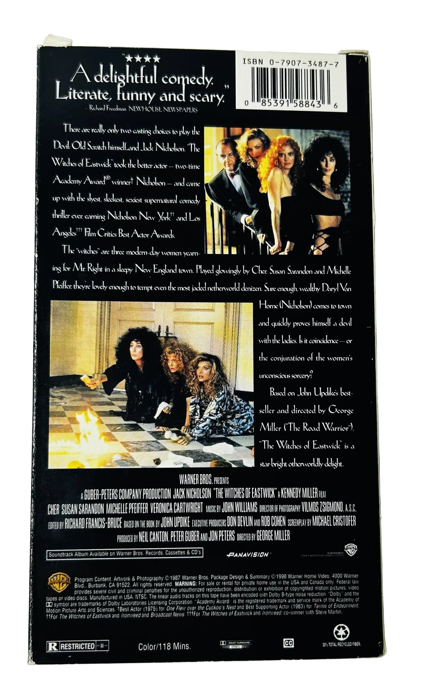 The Witches of Eastwick (1987) VHS - Jack Nicholson Cher Susan Sarandon Michelle Pfeiffer - George Miller