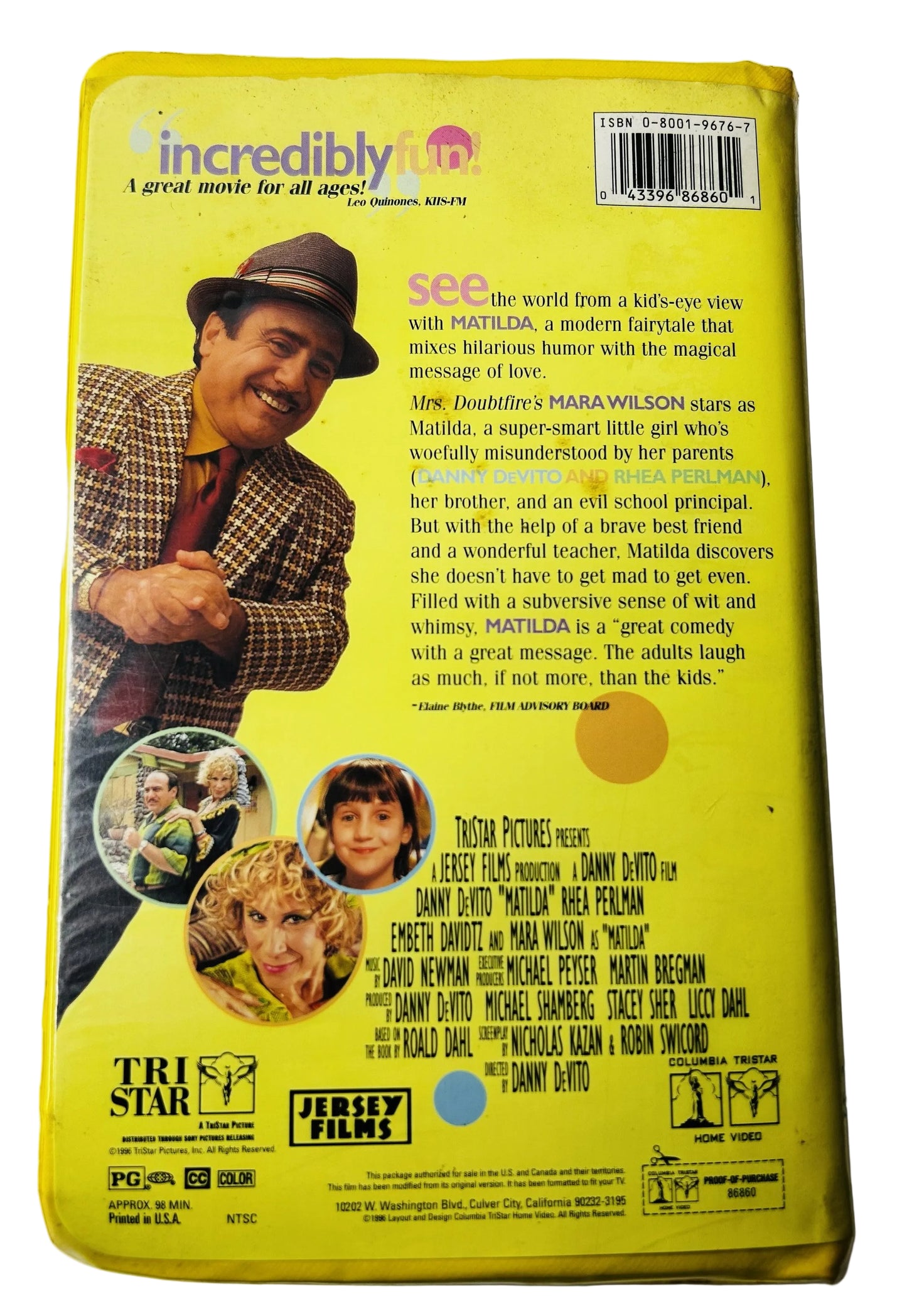 Matilda (1996) VHS - Mara Wilson Danny DeVito - Roald Dahl - TriStar - Clamshell Case