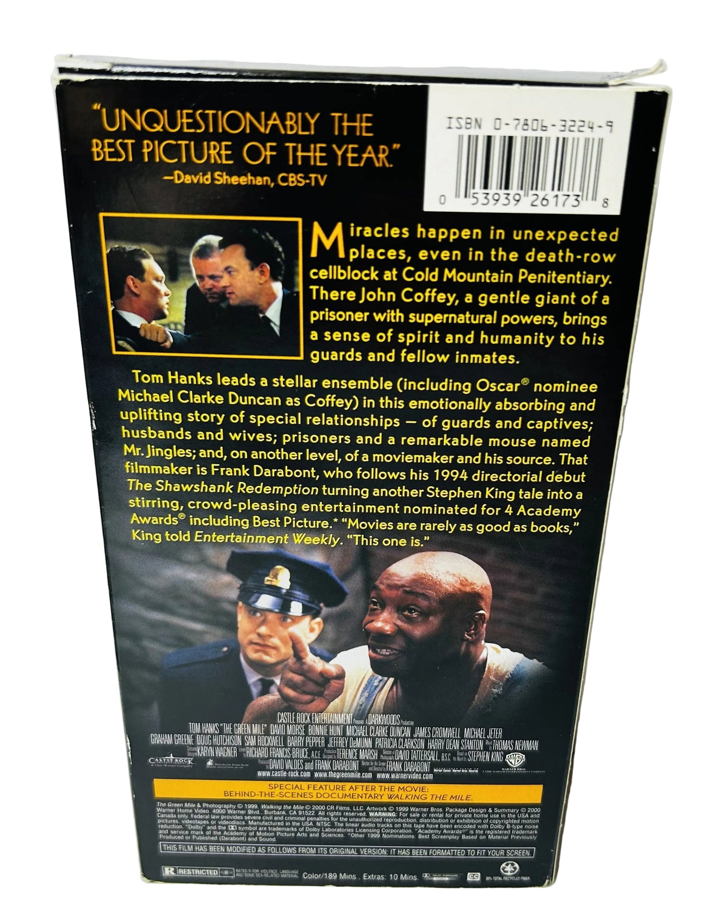 The Green Mile 2-VHS Set - Frank Darabont Tom Hanks Michael Clarke Duncan David Morse Warner Bros (Used)