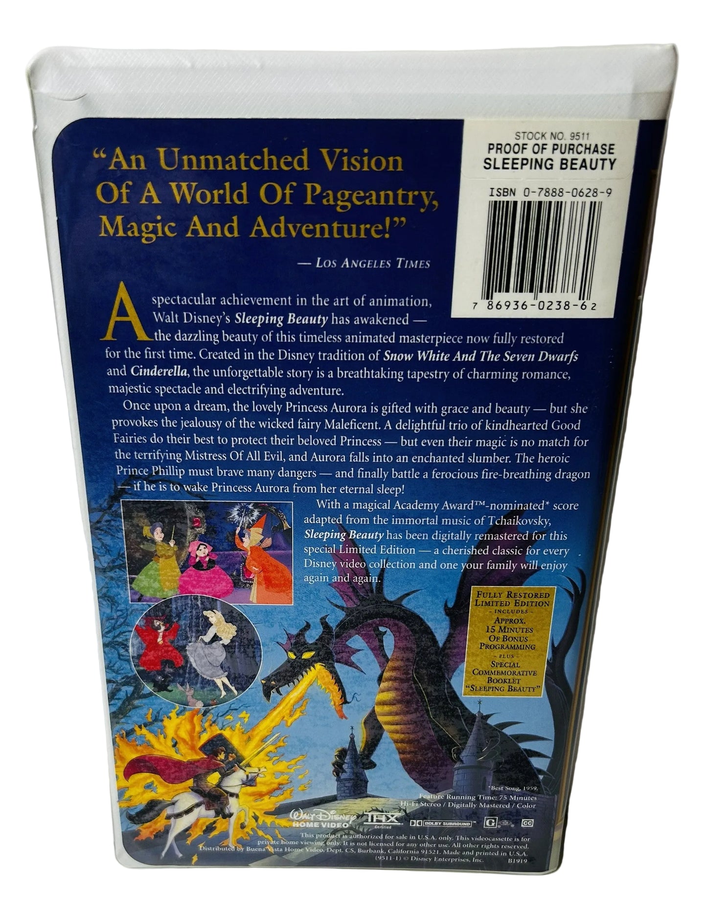 Disney's Sleeping Beauty Fully Restored Limited Edition Masterpiece Collection VHS - Clyde Geronimi Classic Animated Feature Walt Disney (Used)