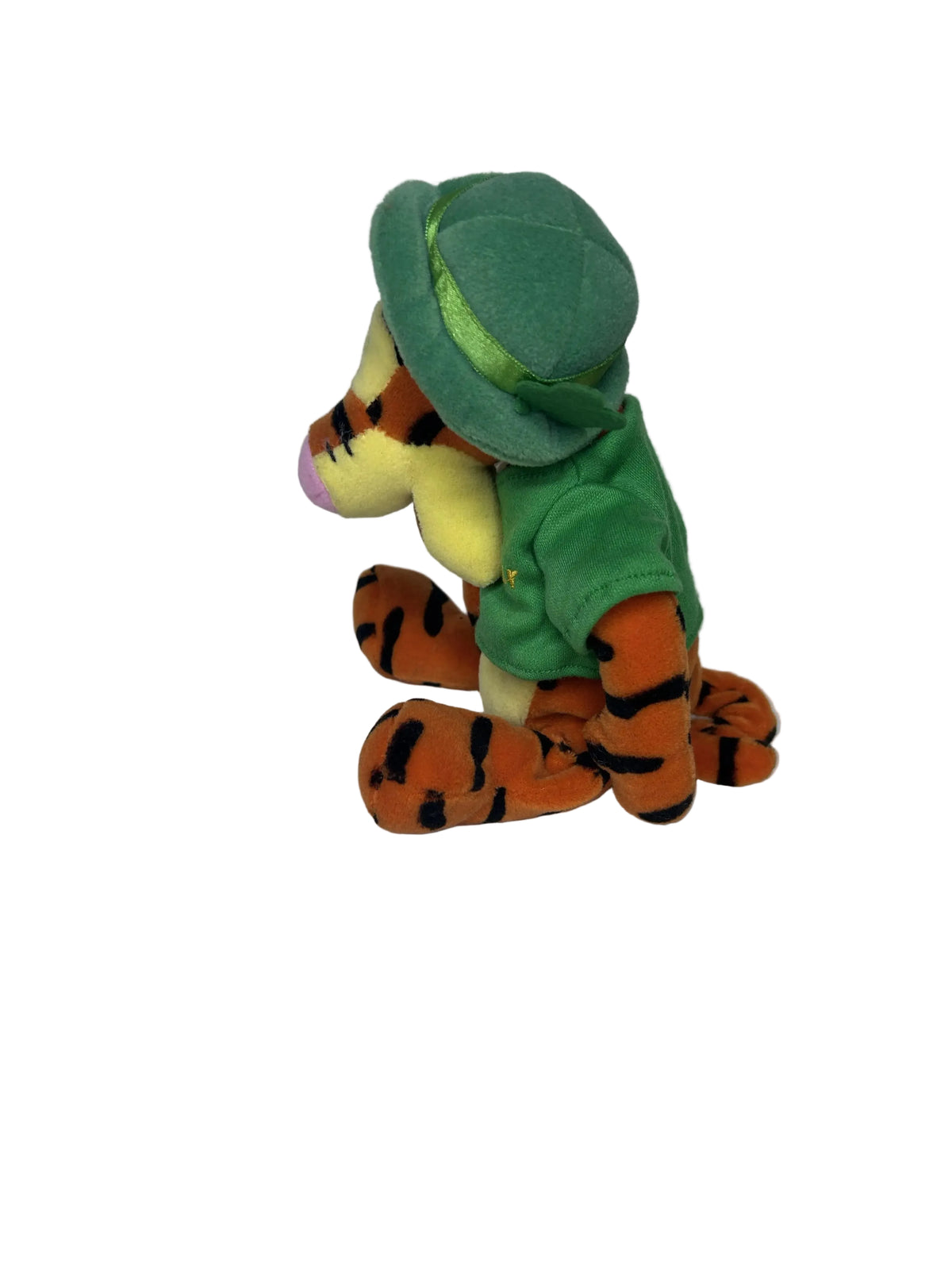 Close-up of Tigger plush sewn-in Disney labels