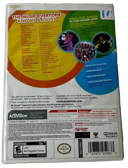 Band Hero (Nintendo Wii) - Activision Music Rhythm Game CIB