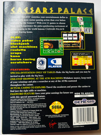 Caesars Palace - Sega Genesis - Virgin Interactive - Complete in Box