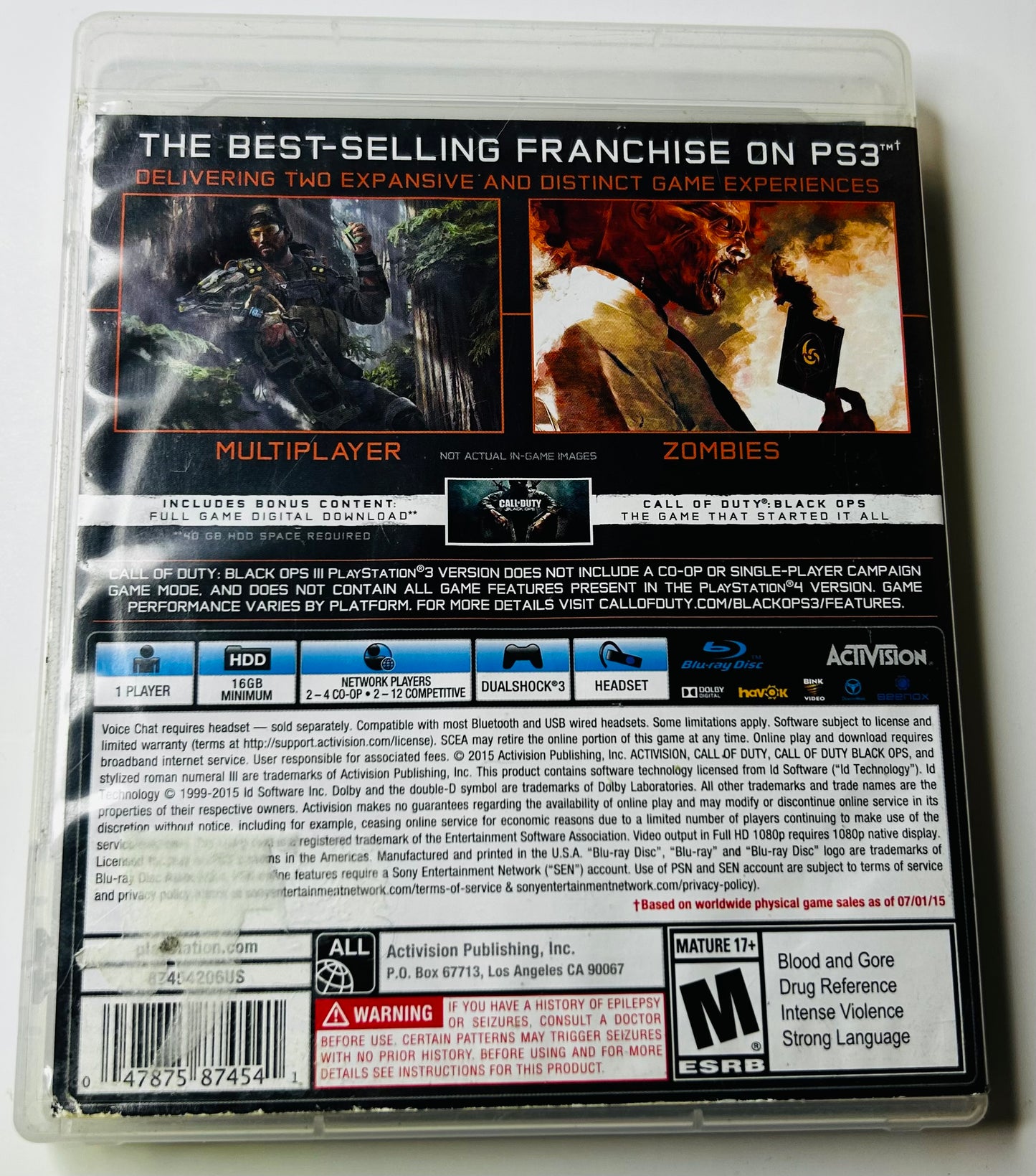 Call of Duty: Black Ops III - Complete in Box (CIB) - PlayStation 3 by Treyarch
