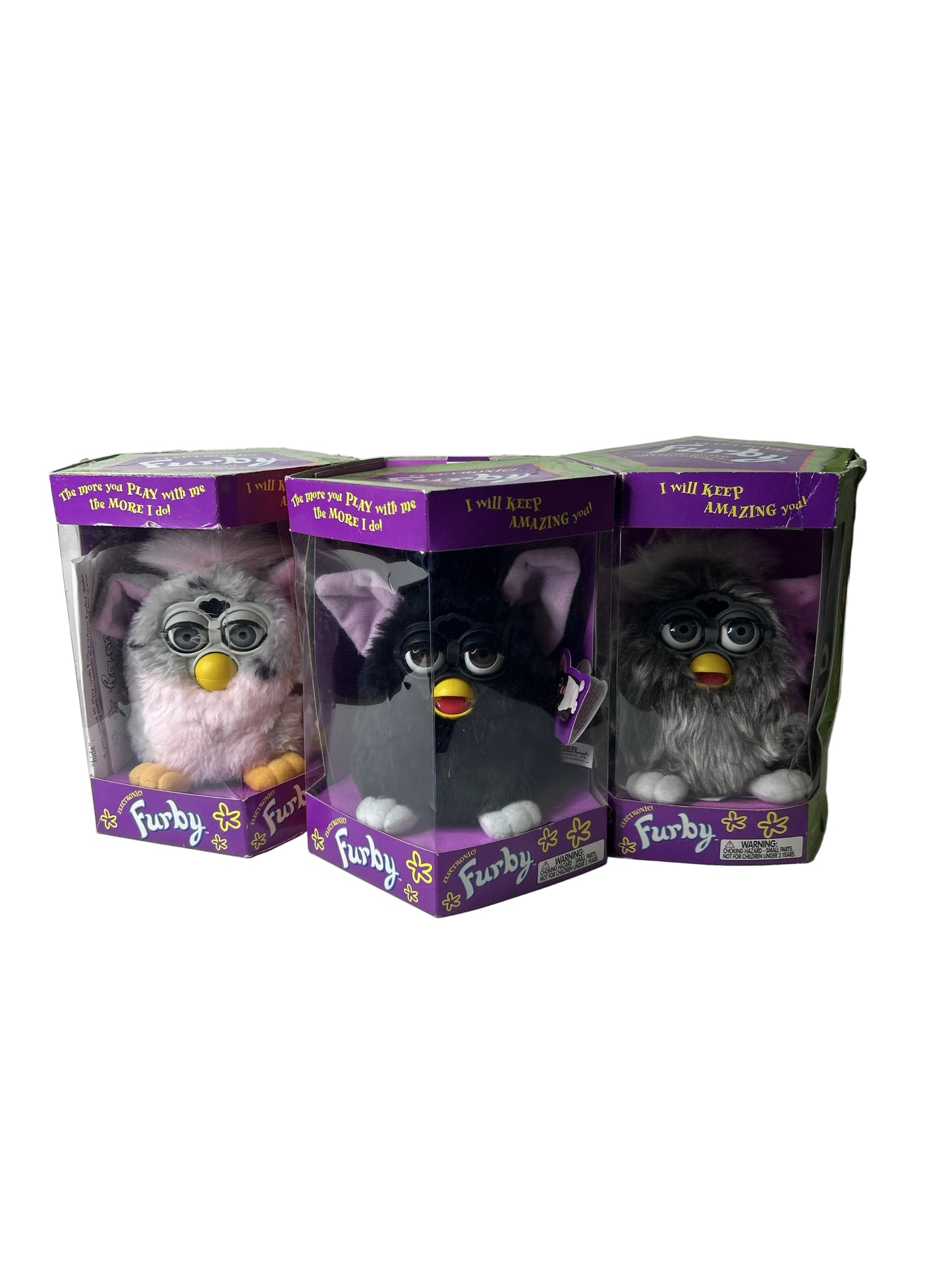 Electronic Furby Collection - Complete Set of 3 Original 1998 Furbys (Tiger Electronics)