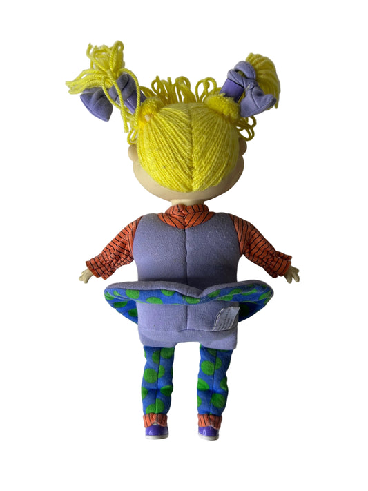 Rugrats Angelica Pickles Plush Doll — Mattel/Viacom, Nickelodeon (1997), Soft Body w/ Vinyl Head & Poseable Yarn Hair
