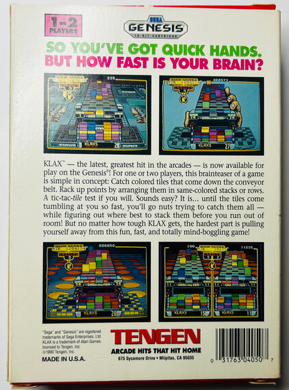 Klax - Sega Genesis - Tengen - Complete in Box