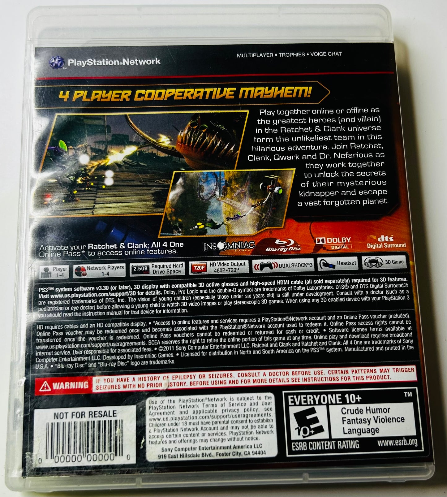Ratchet & Clank: All 4 One - PlayStation 3 by Insomniac Games - Not for Resale