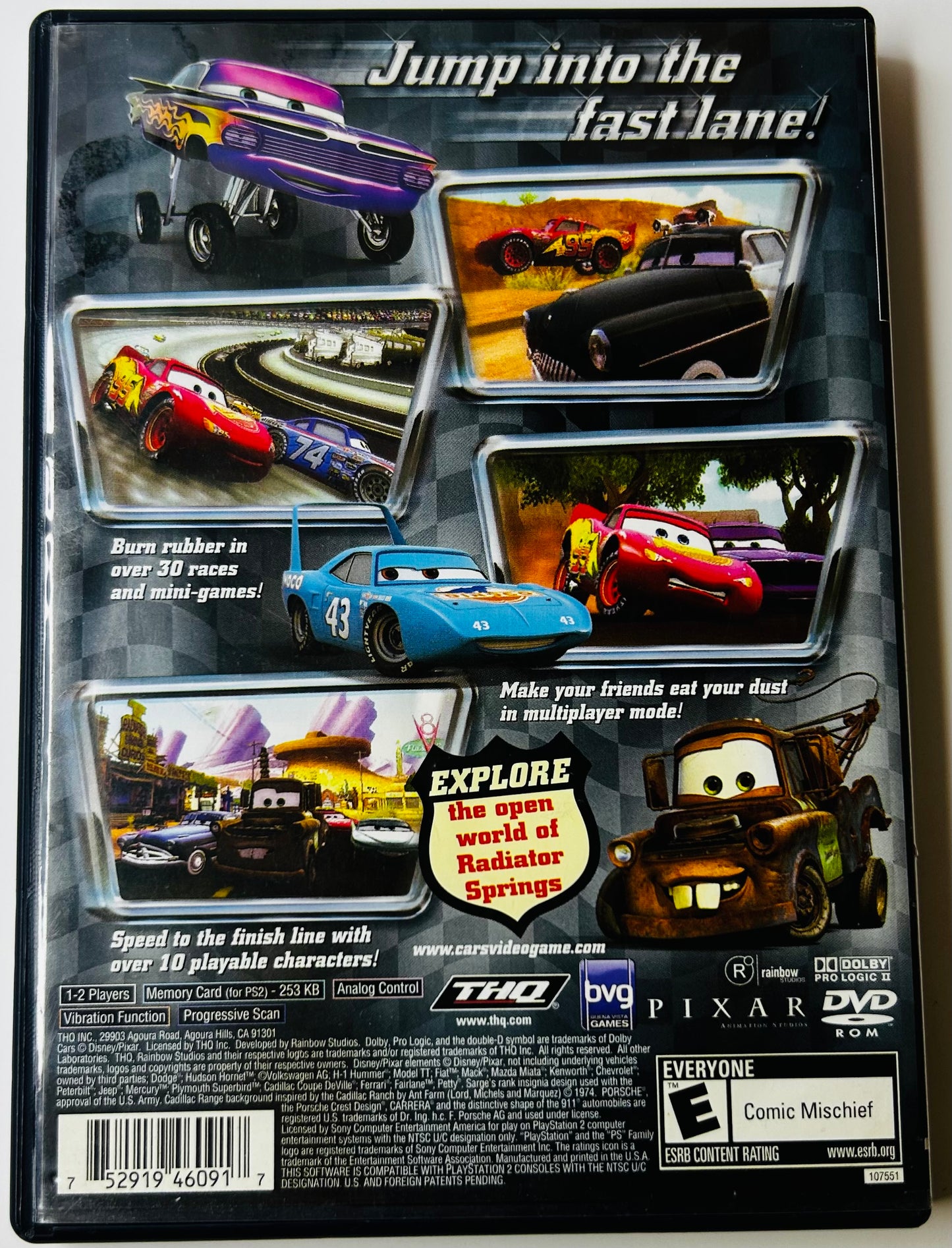 Disney Pixar Cars (PlayStation 2) - THQ Racing Game CIB w/ Manual