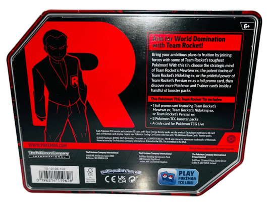 Team Rocket's Mewtwo Booster Tin - Pokémon TCG - Factory Sealed