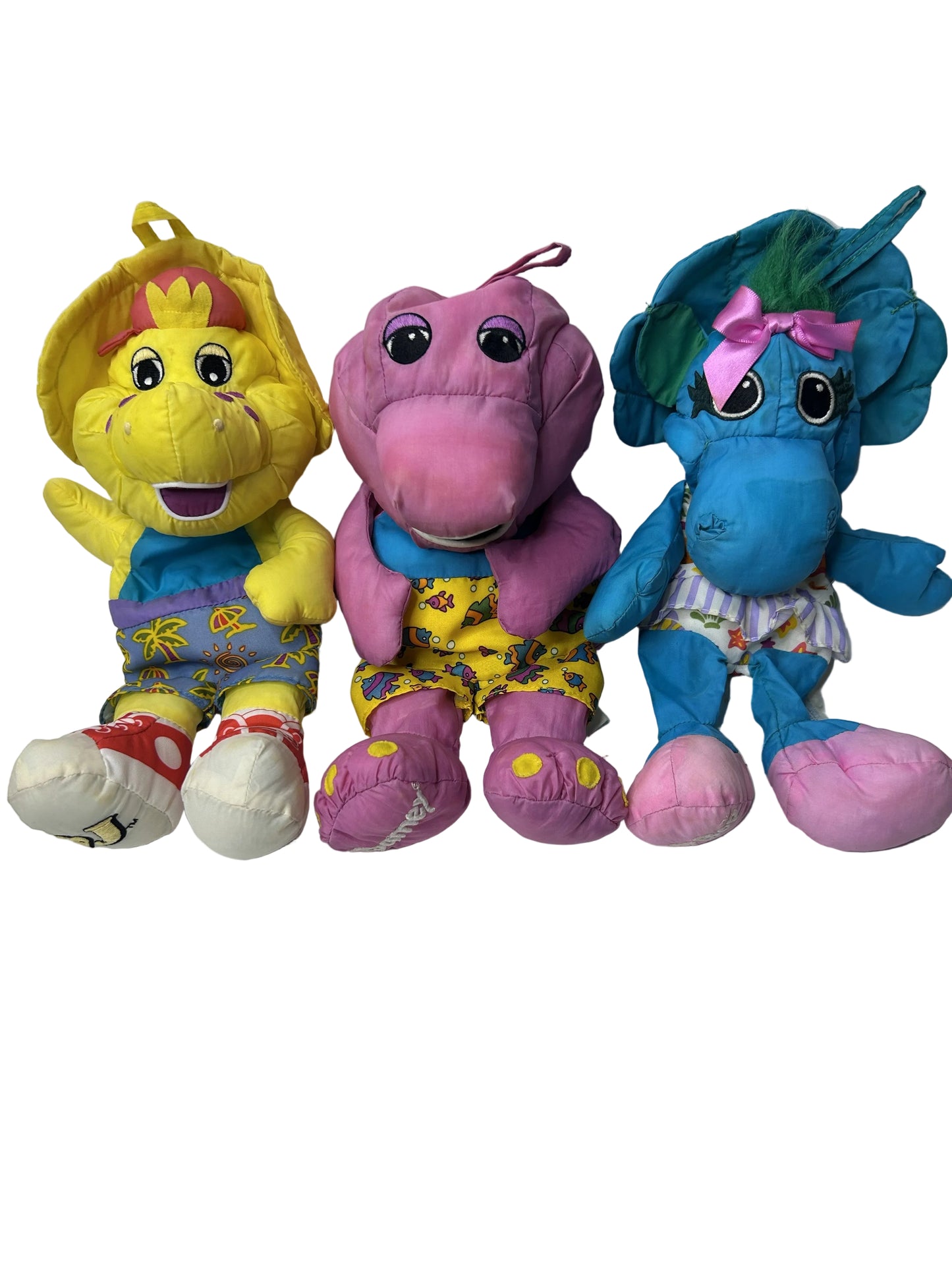 Barney & Friends Complete Plush Set - Barney, BJ, & Baby Bop (Vintage 90s)