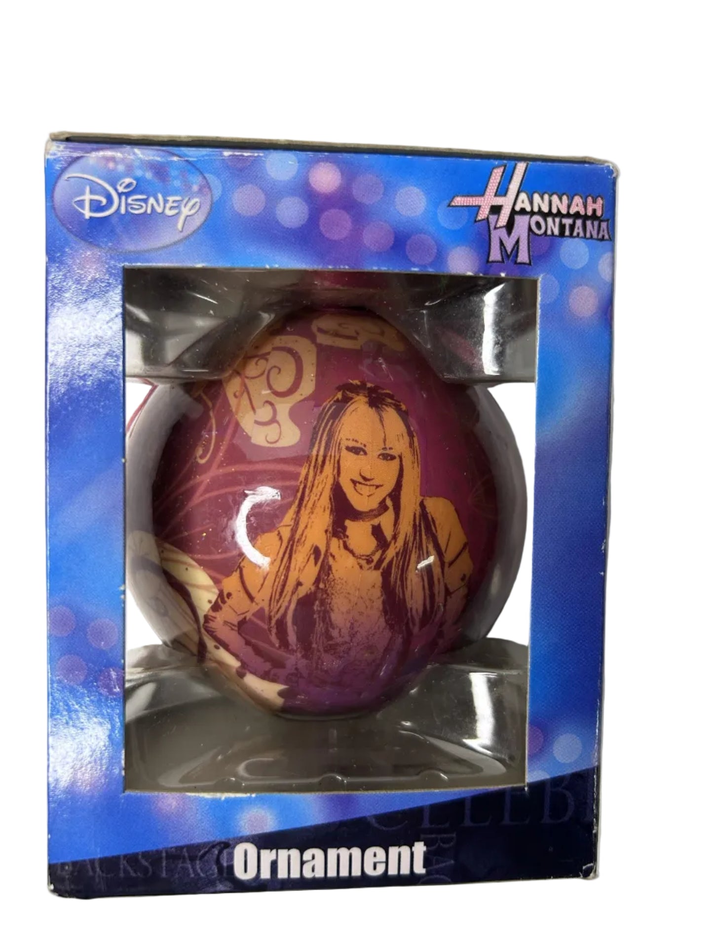 Hannah Montana Christmas Ornament - Disney Purple Ball Ornament (Complete in Box, Never Opened)