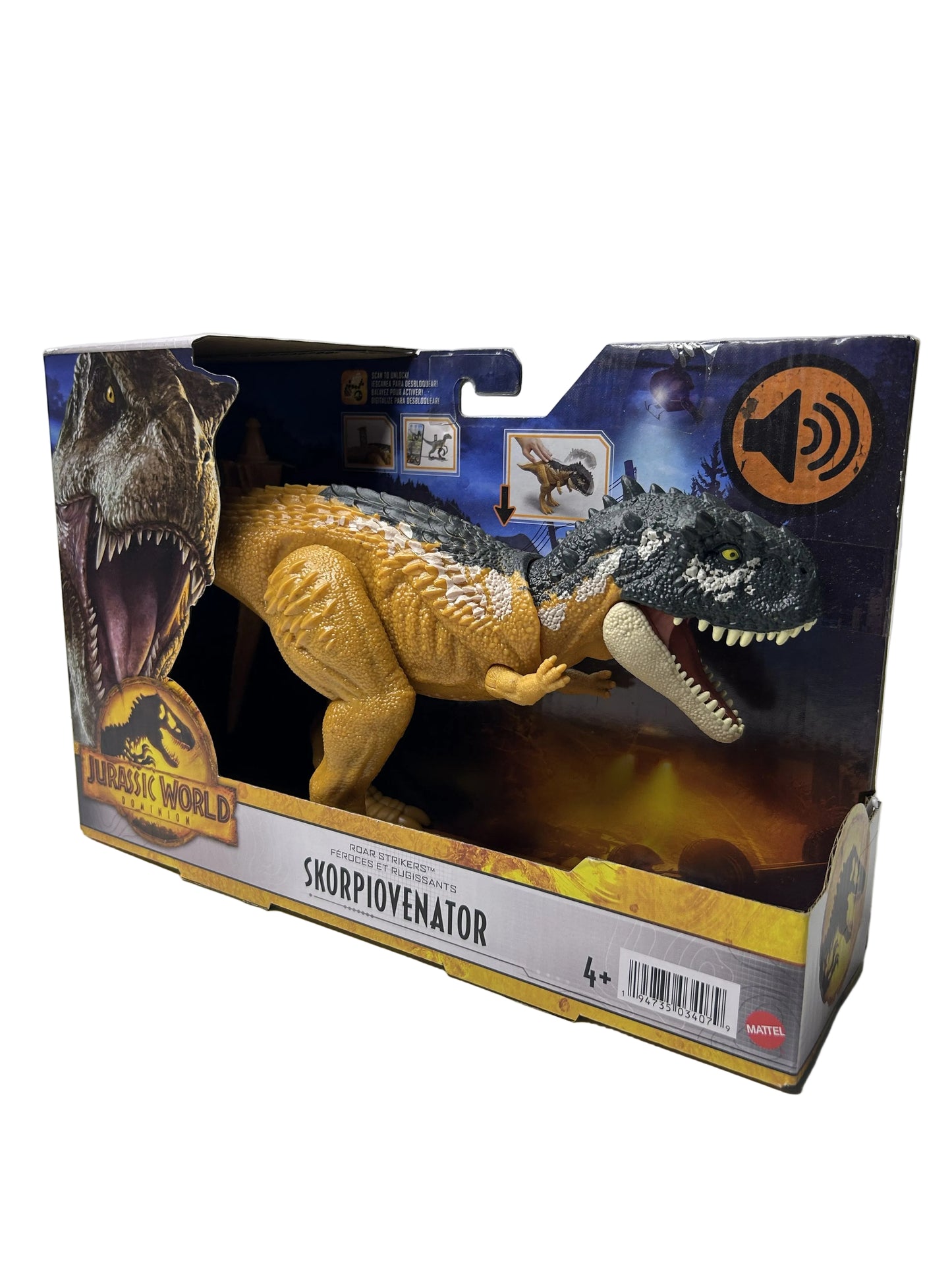 Skorpiovenator Action Figure - Jurassic World Dominion Roar Strikers (Mattel, Complete in Box)