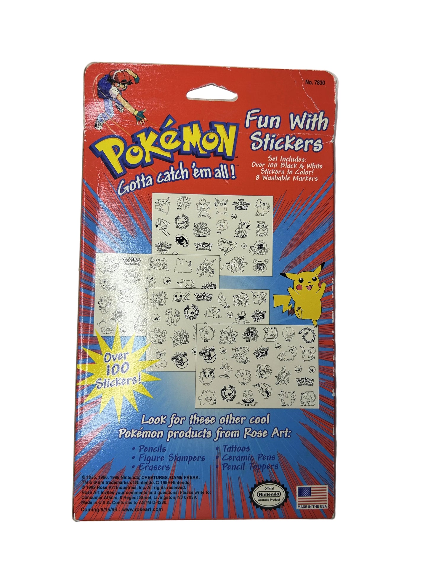 Pokémon Fun With Stickers - Rose Art 1999 Nintendo Official Licensed Activity Set (New, Sealed)