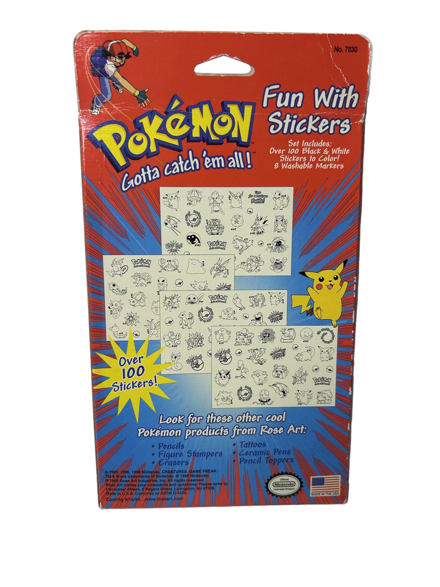 Pokémon Fun With Stickers - Rose Art 1999 Nintendo Official Licensed Activity Set (New, Sealed)