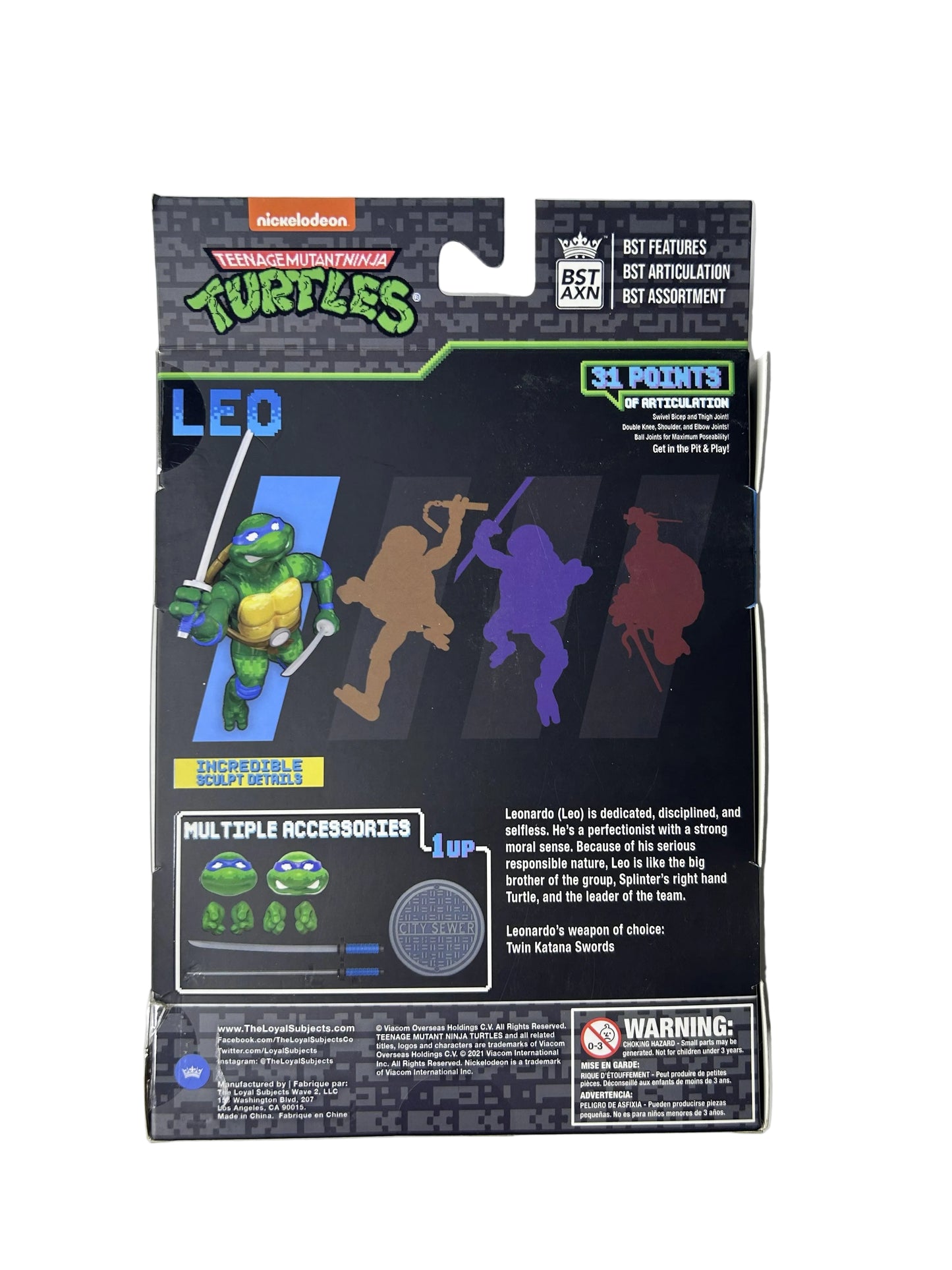 Teenage Mutant Ninja Turtles Leonardo Arcade Game Figure - BST AXN Loyal Subjects Nickelodeon (New, Sealed)