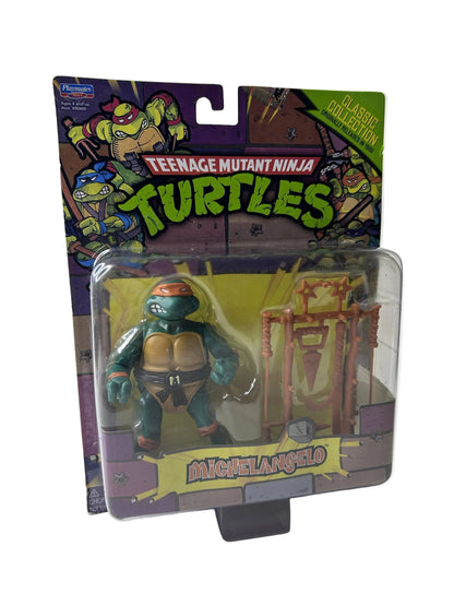 Teenage Mutant Ninja Turtles Michelangelo with Weapons Rack Figure - Playmates Toys Nickelodeon (New, Sealed)