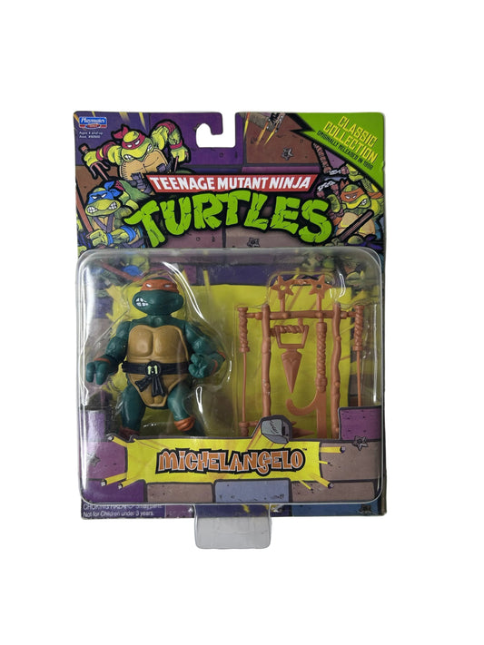 Teenage Mutant Ninja Turtles Michelangelo with Weapons Rack Figure - Playmates Toys Nickelodeon (New, Sealed)