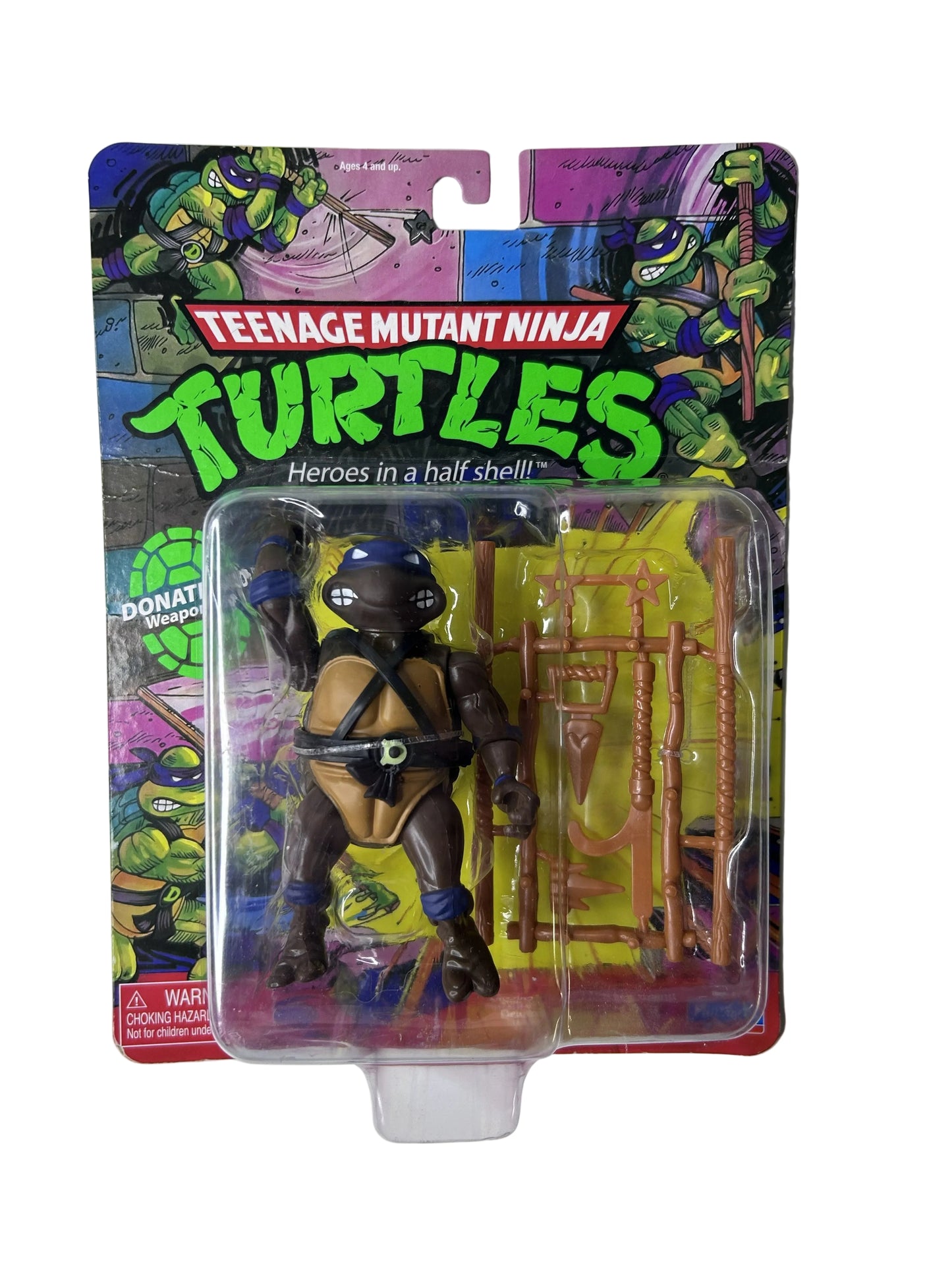 Teenage Mutant Ninja Turtles Donatello with Weapons Bo Figure - Playmates Toys Nickelodeon (New, Sealed)