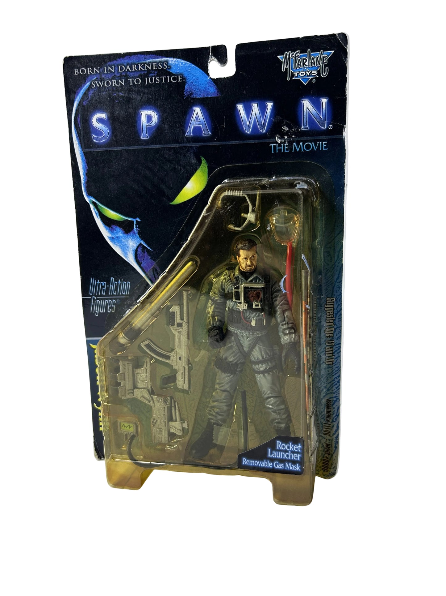 Spawn The Movie Jason Wynn Ultra-Action Figure Factory Sealed - McFarlane Toys Rocket Launcher Removable Gas Mask 1997