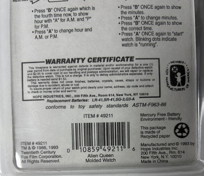 Aliens Alien Queen Molded Watch Factory Sealed - Hope Industries 5 Function Quartz Digital 1993
