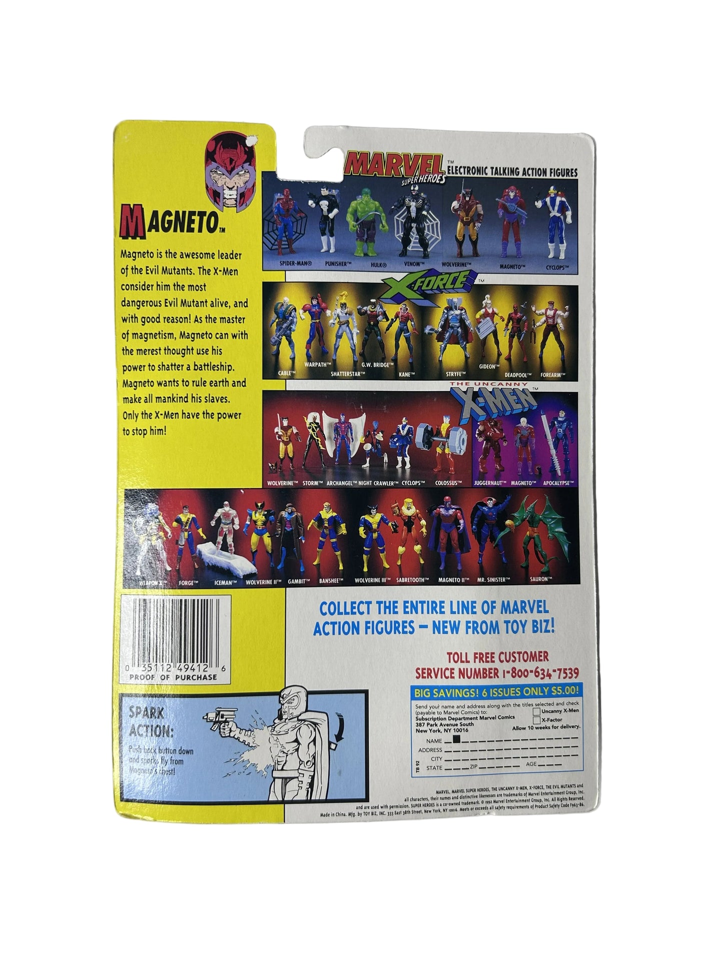 Uncanny X-Men Magneto Super Spark Action Figure Factory Sealed - Toy Biz Marvel The Evil Mutants 1993