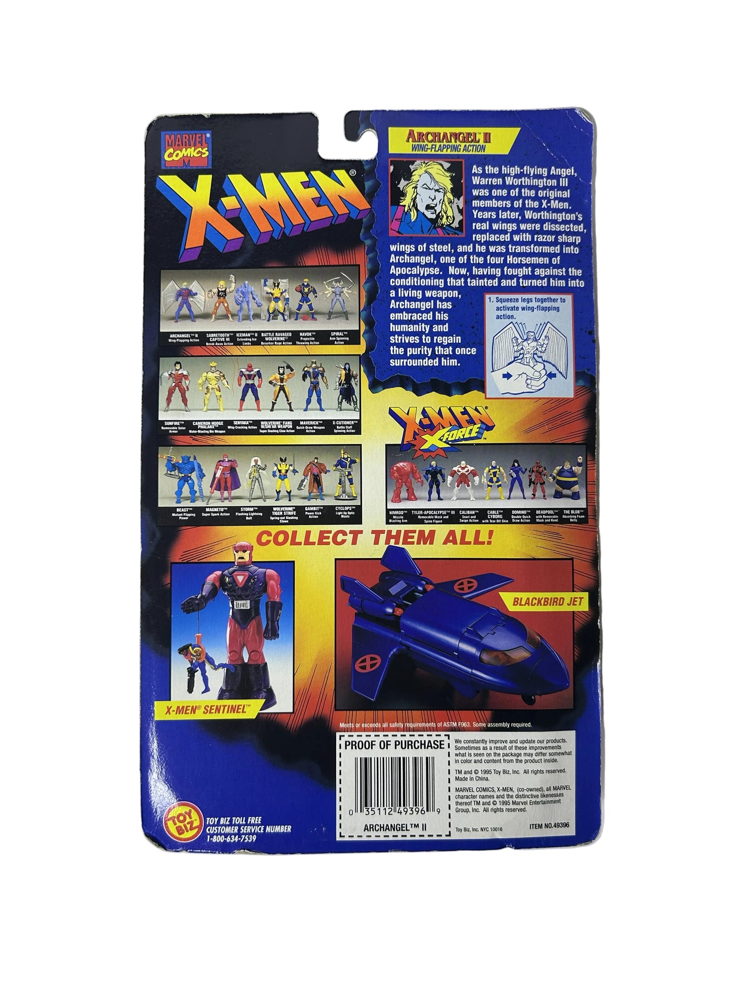 X-Men Invasion Series Archangel II Action Figure Factory Sealed - Toy Biz Marvel Wing-Flapping Action 1995