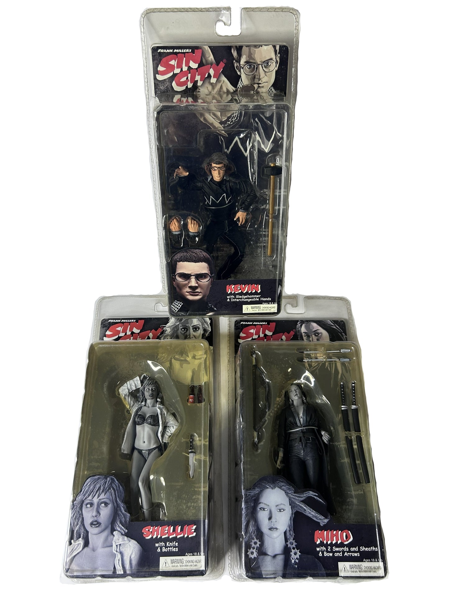 Sin City Series 2 Action Figure Bundle Factory Sealed - NECA Frank Miller Shellie Kevin Miho 3-Pack 2005