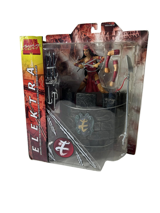 Elektra Action Figure Factory Sealed - Diamond Select Marvel Select Assassin Lover Sais Daggers Display Base