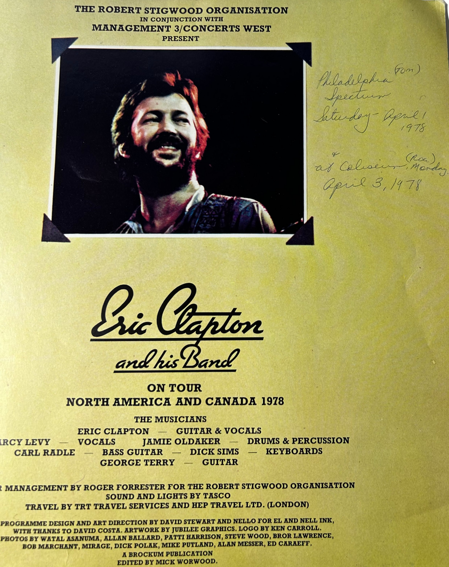 Eric Clapton and His Band - World Tour 1978 Concert Program