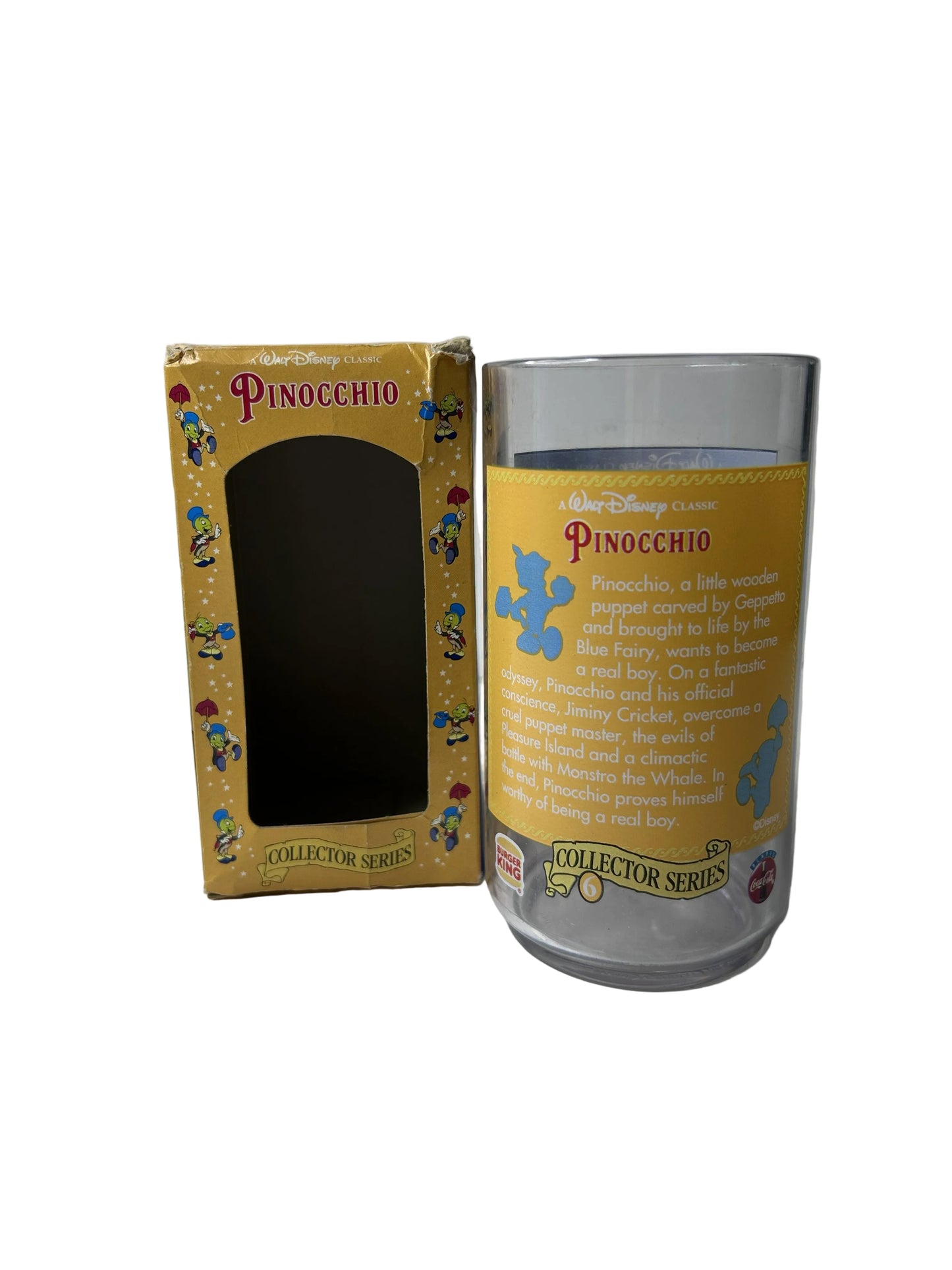 Pinocchio Collector Series Glass - Disney Classics - Burger King/Coca-Cola - Vintage 1994