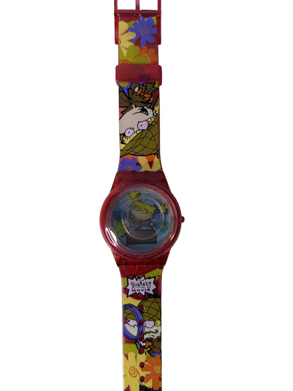 Rugrats Movie Watch - Nickelodeon 1998 Vintage Character Watch - Red Translucent Band with Manual