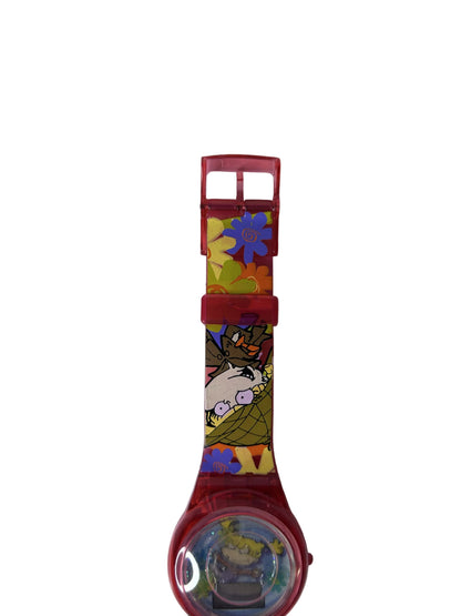 Rugrats Movie Watch - Nickelodeon 1998 Vintage Character Watch - Red Translucent Band with Manual