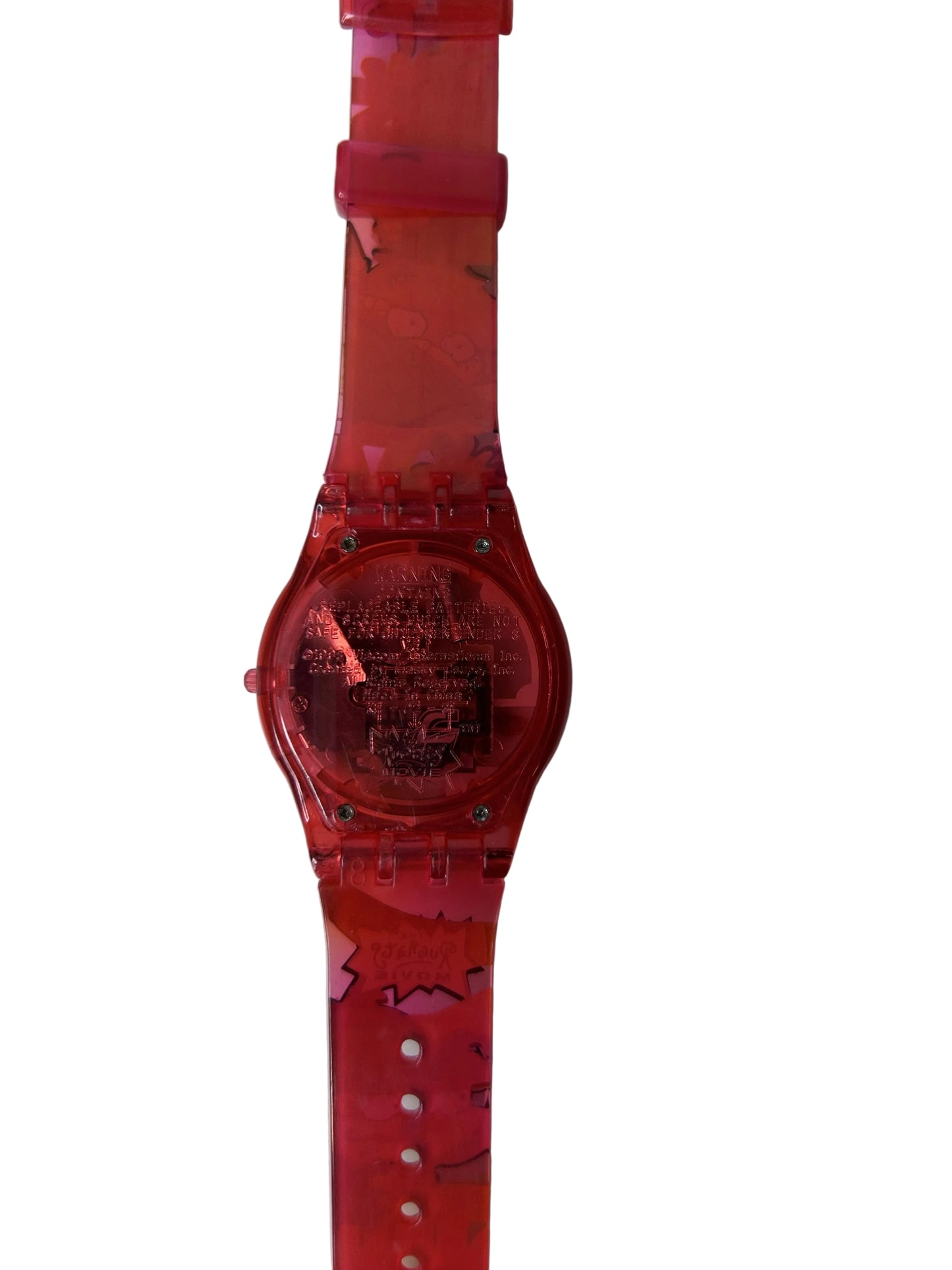 Rugrats Movie Watch - Nickelodeon 1998 Vintage Character Watch - Red Translucent Band with Manual
