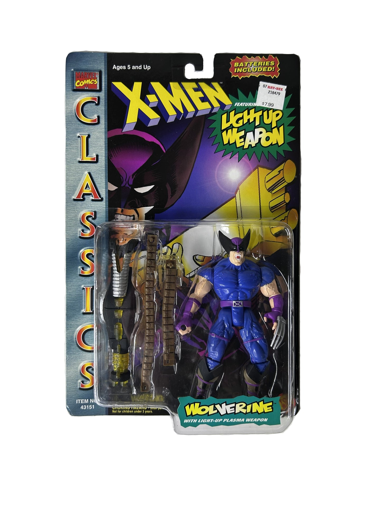 X-Men Classics Wolverine Action Figure Factory Sealed - Toy Biz Marvel Light-Up Plasma Weapon Batteries Included 1996